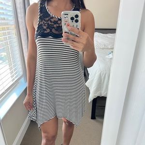 Black and white striped and lace dress/shirt